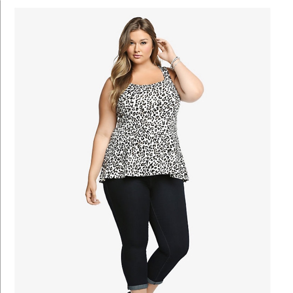 🆕Torrid ANIMAL PRINT PONTE PEPLUM TANK TOP - Picture 3 of 5